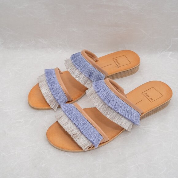 Dolce Vita Blue and White Fringe Sandals - Picture 3 of 4